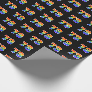 Fun Rainbow Spectrum Pattern "73" Event Number Wrapping Paper