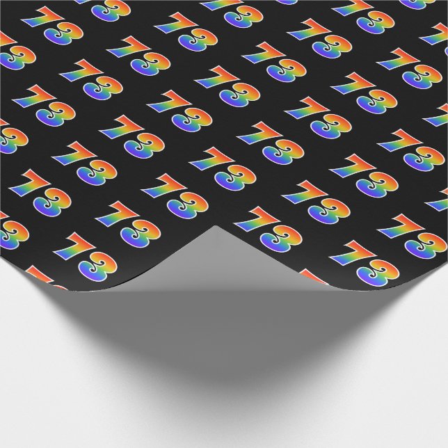 Fun Rainbow Spectrum Pattern "73" Event Number Wrapping Paper (Corner)