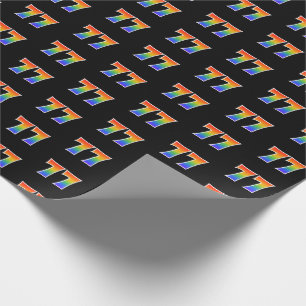 Fun Rainbow Spectrum Pattern "77" Event Number Wrapping Paper