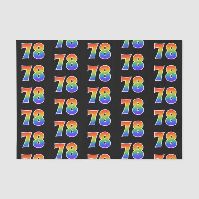 Fun Rainbow Spectrum Pattern "78" Event Number Tissue Paper (Front)