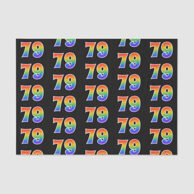 Fun Rainbow Spectrum Pattern "79" Event Number Tissue Paper (Front)
