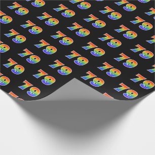 Fun Rainbow Spectrum Pattern "79" Event Number Wrapping Paper