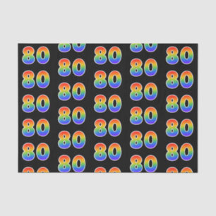 Fun Rainbow Spectrum Pattern "80" Event Number Tissue Paper