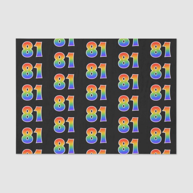 Fun Rainbow Spectrum Pattern "81" Event Number Tissue Paper (Front)