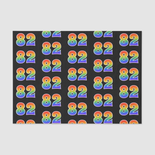 Fun Rainbow Spectrum Pattern "82" Event Number Tissue Paper (Front)
