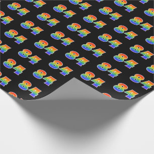Fun Rainbow Spectrum Pattern "84" Event Number Wrapping Paper