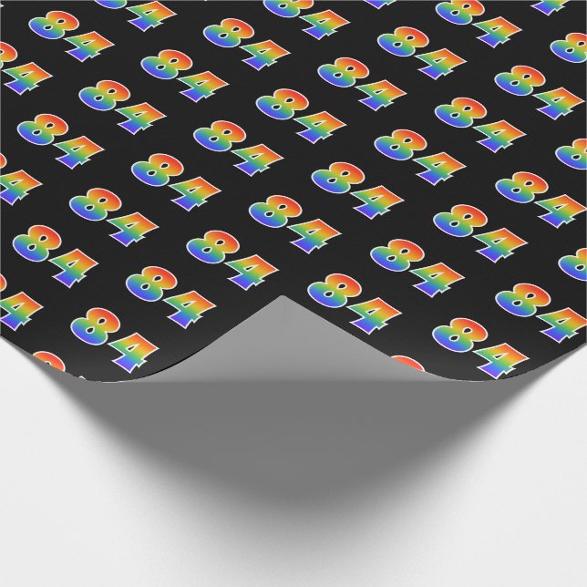 Fun Rainbow Spectrum Pattern "84" Event Number Wrapping Paper (Corner)