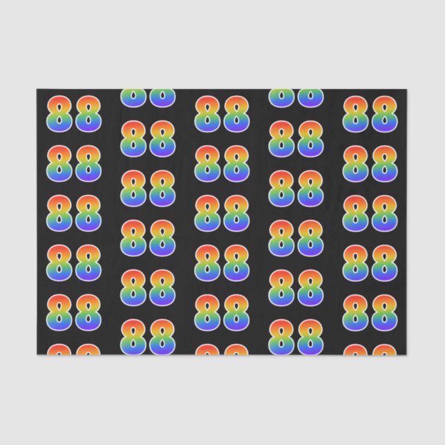 Fun Rainbow Spectrum Pattern "88" Event Number Tissue Paper (Front)