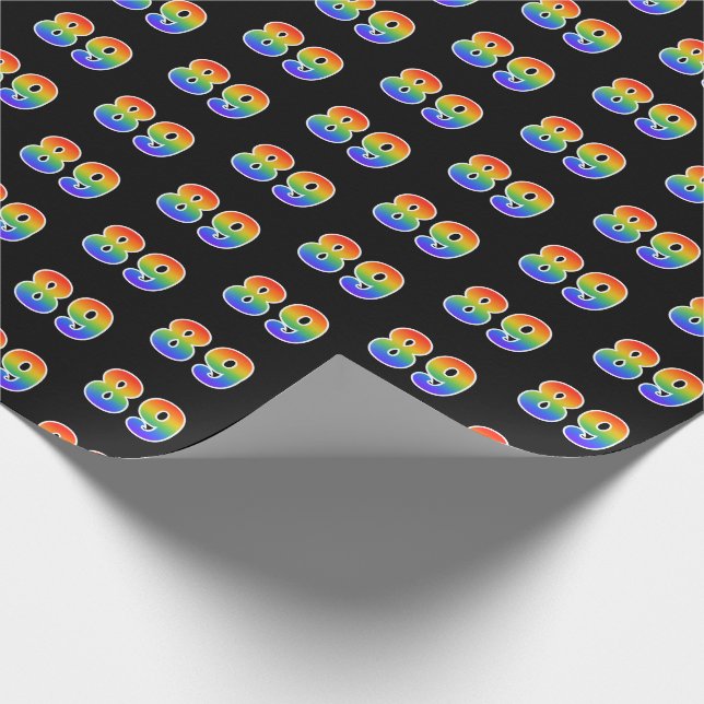 Fun Rainbow Spectrum Pattern "89" Event Number Wrapping Paper (Corner)