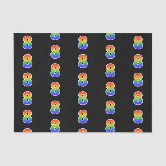 Fun Rainbow Spectrum Pattern "8" Event Number Tissue Paper (Front)