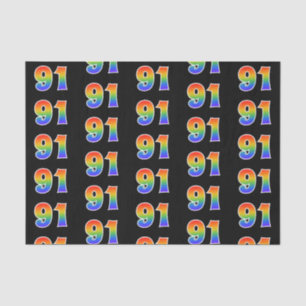 Fun Rainbow Spectrum Pattern "91" Event Number Tissue Paper