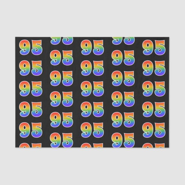 Fun Rainbow Spectrum Pattern "95" Event Number Tissue Paper (Front)