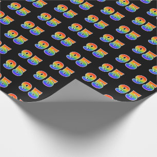 Fun Rainbow Spectrum Pattern "95" Event Number Wrapping Paper