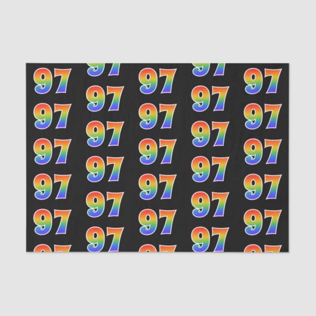 Fun Rainbow Spectrum Pattern "97" Event Number Tissue Paper (Front)