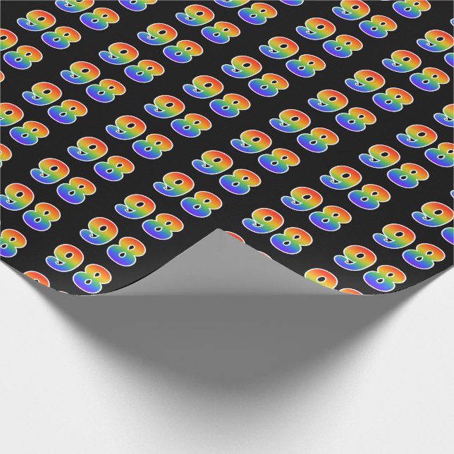 Fun Rainbow Spectrum Pattern "98" Event Number Wrapping Paper (Corner)