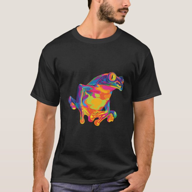 Fun Rainbow Tree Frog Art T-Shirt (Front)