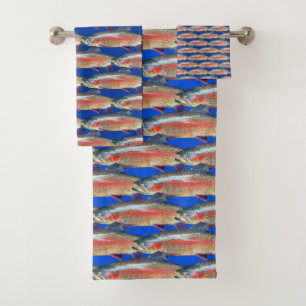 Fun Rainbow Trout Pattern Bath Towel Set