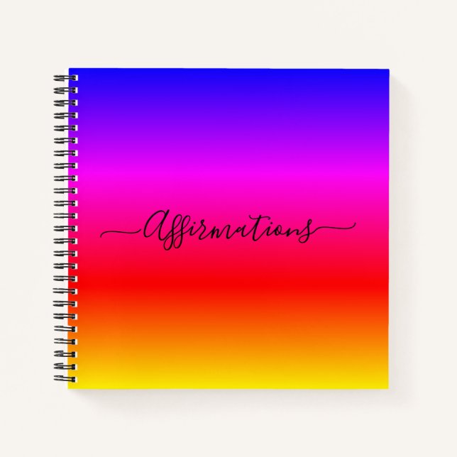 Fun Rainbow with Black Typography Affirmations  Notebook (Front)