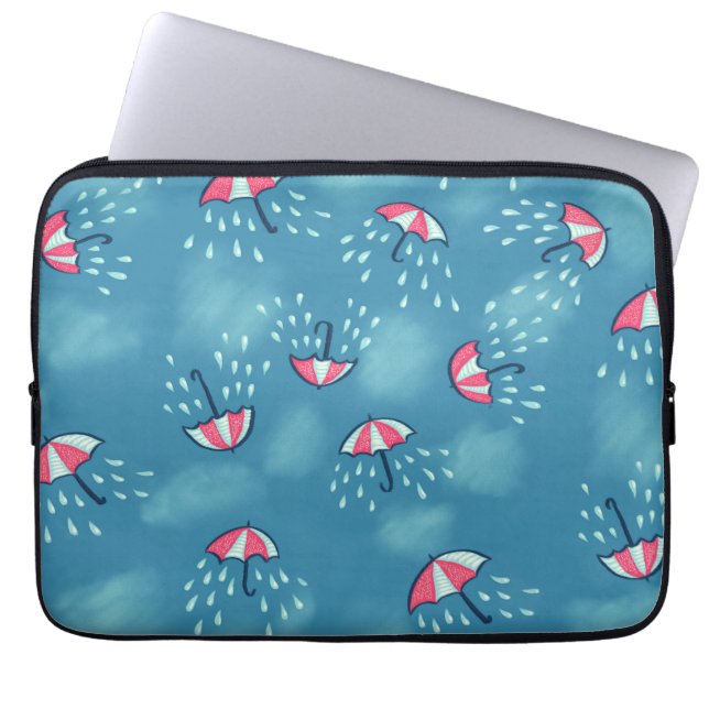 Fun Raining Cartoon Umbrella Pattern Laptop Sleeve (Front)