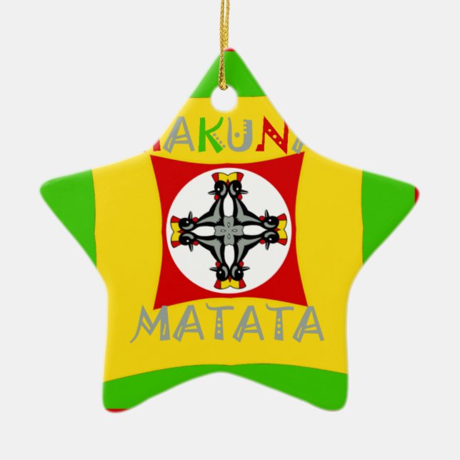 Fun Rasta Colour Red Golden Green Ceramic Ornament (Front)