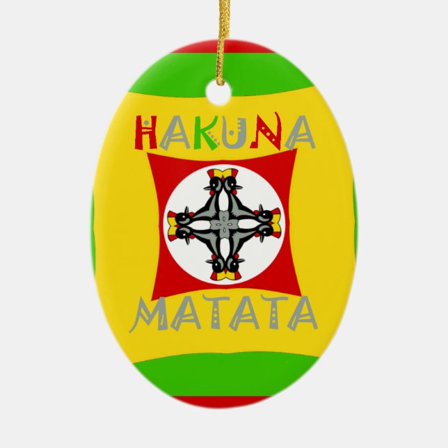 Fun Rasta Colour Red Golden Green Ceramic Ornament (Front)