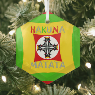 Fun Rasta Colour Red Golden Green Glass Tree Decoration