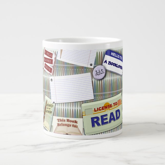 Fun Reading Collage Large Coffee Mug (Front)
