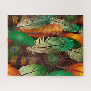 Fun Realistic Feathers colorful pattern design Jigsaw Puzzle