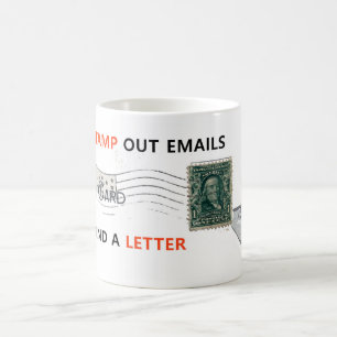 FUN RECYCLE ART: 'STAMP OUT EMAILS...' COFFEE MUG