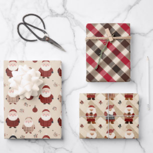 Fun Red and Beige Christmas Wrapping Paper Sheet