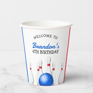 Fun Red and Blue Bowling Kids Birthday Paper Cups