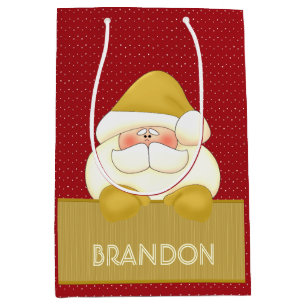 Fun Red and Gold Santa Themed Medium Gift Bag