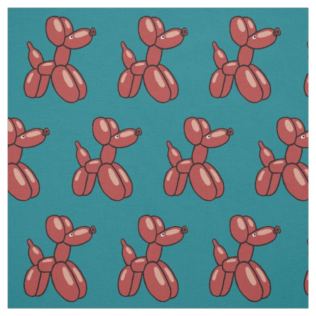 Fun, red balloon animals w/custom background colou fabric (Swatch)