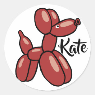 Fun red balloon dog design classic round sticker