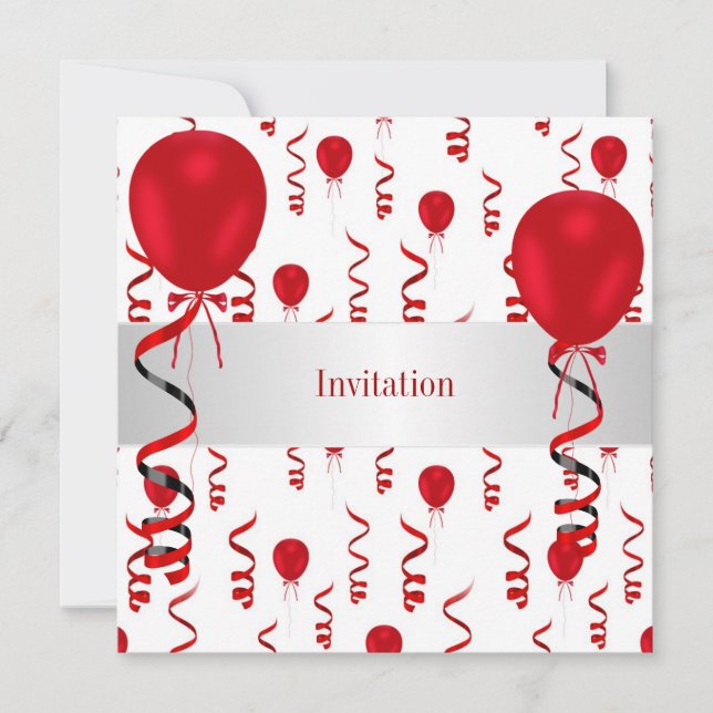 Fun Red Balloons Special Party Event Invitation (Front)