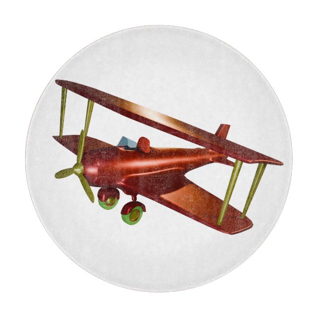 Fun Red Bi-plane Aviation Aerospace Flight Cutting Board (Front)