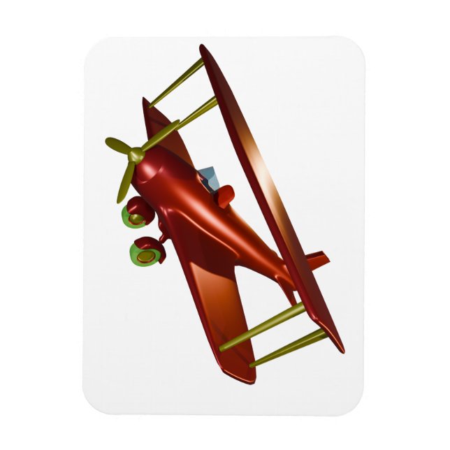 Fun Red Bi-plane Aviation Aerospace Flight Magnet (Vertical)