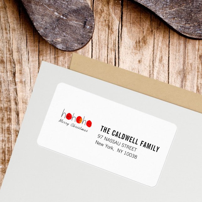 Fun Red & Black Ho Ho Ho Christmas Label (Ho Ho Ho Christmas Return Address Label)