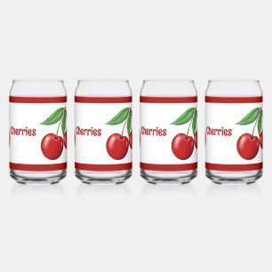 Fun Red Cherries Personalised Can Glass