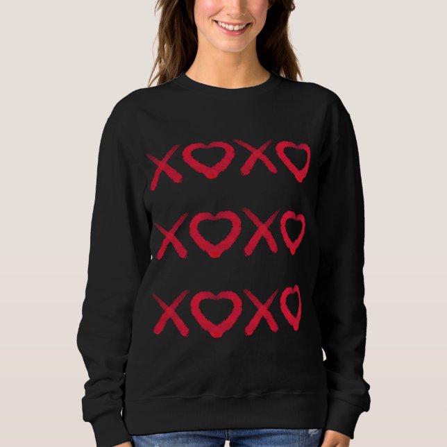 Fun red distressed XOXO love kisses Sweatshirt (Front)