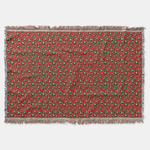 Fun Red Green Christmas Leopard Print  Throw Blanket