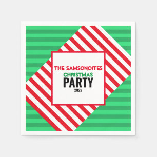 Fun Red & Green Christmas Party Custom Napkin