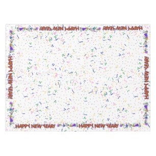 Fun Red Happy New Year - Confetti and Party Hats Tablecloth