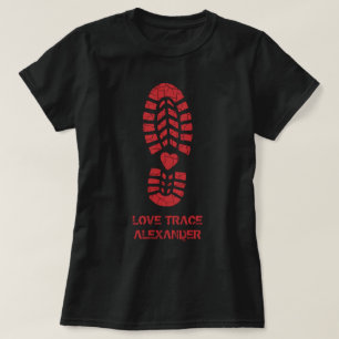 Fun Red Love Boot Print & Heart Personalised Name T-Shirt
