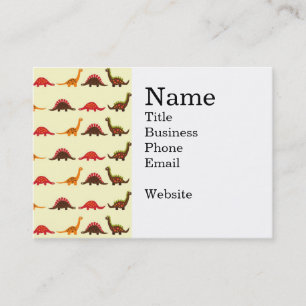Fun Red Orange and Green Dinosaur Pattern Business Card