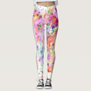 Fun Red, Orange, Purple & Green Paint Splatter Leggings