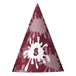 Fun Red Painting Splatter 8th Birthday Paper Party Hat