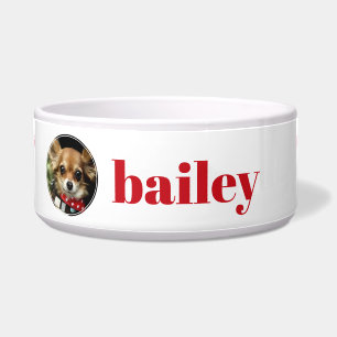 Fun Red Paw Prints Personalised Dog Photo Bowl