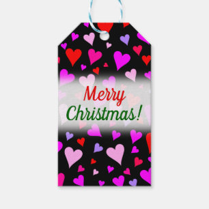 Fun Red, Pink, Purple & Magenta Hearts Pattern Gift Tags