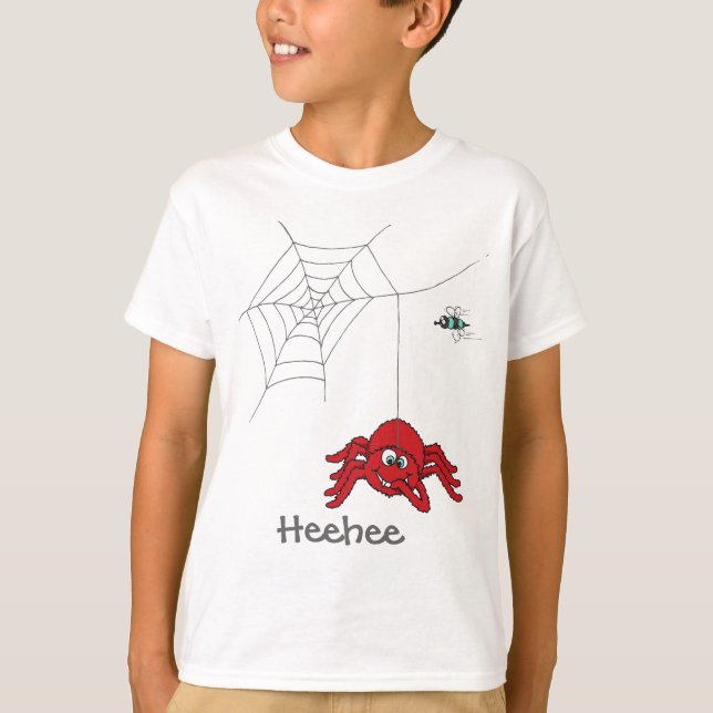 Fun red spider and fly kids t-shirt (Front)